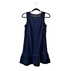 J. CREW Blue Ruffle Hem Velvet Sleeveless‎ Cocktail Dress Women’s SZ 0 Blue NEW